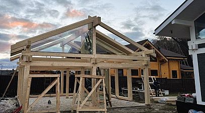 Каркас фахверк гаража собран