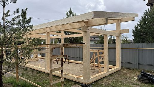 Монтаж каркаса фахверк Гаража в Истре